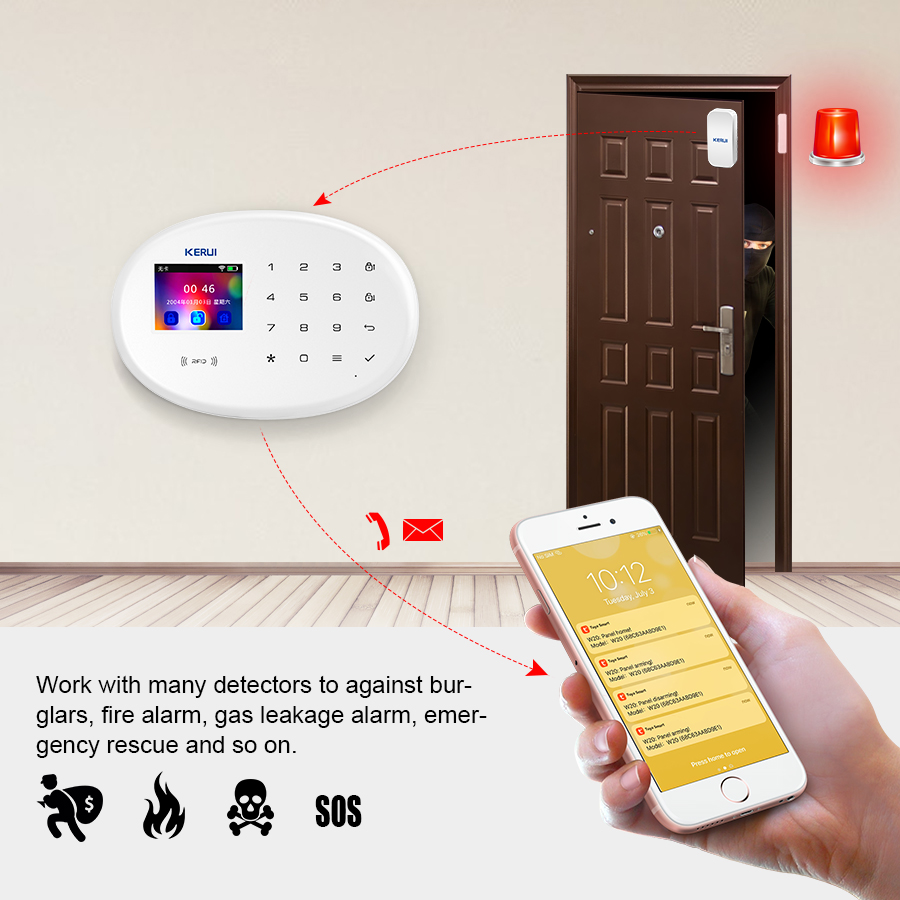 KERUI W202 WIFI GSM نظام إنذار - مراجعة Smart Home Automation Diy وسعره