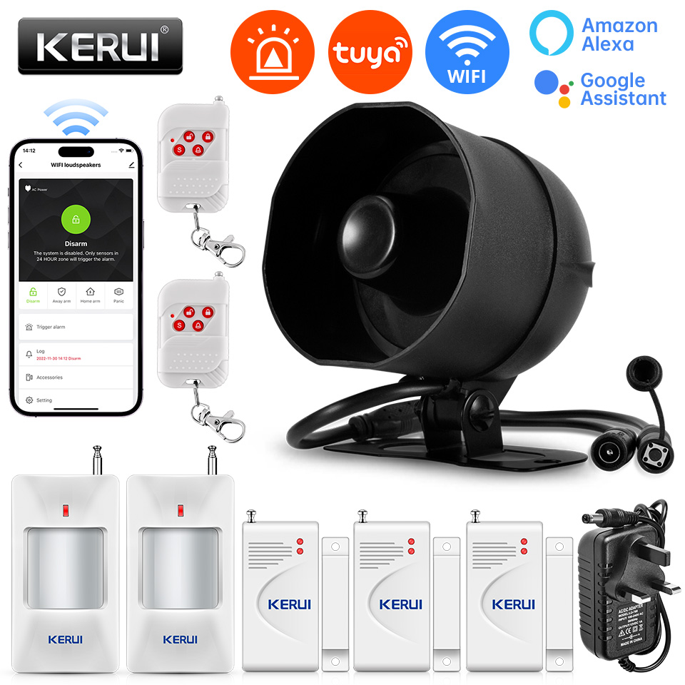 KERUI 120db نظام إنذار صفارة ا - مراجعة Smart Home Automation Diy وسعره
