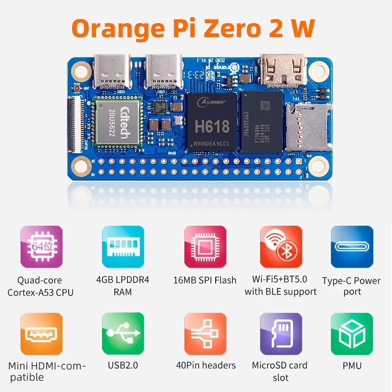Orange Pi Zero 2W 4GB 2GB 1.5G - مراجعة Pi Zero W Board وسعره