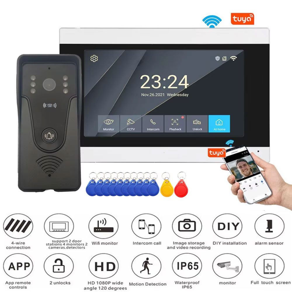 Tuya 1080P 7 بوصة شاشة ملونة ت - مراجعة Smart Doorbell Wired وسعره